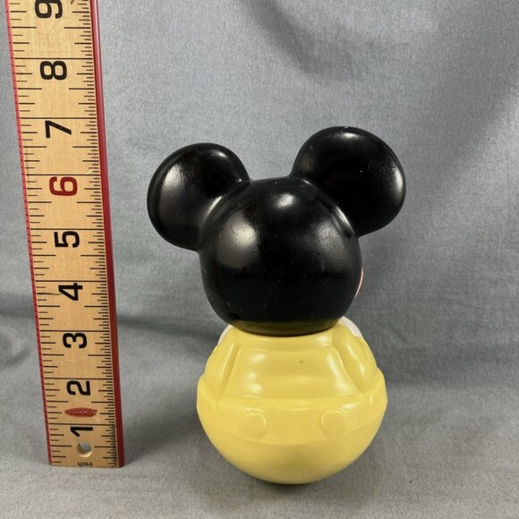 Vintage Disney Mickey Mouse Baby Toy Weebles Roly Poly Chime Ball 1984 Mirror - Picture 4 of 7